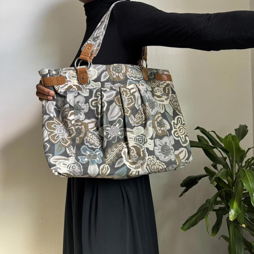 Vintage 2000s AMICI Floral Canvas Boho Tote Bag - Picture 2 of 6